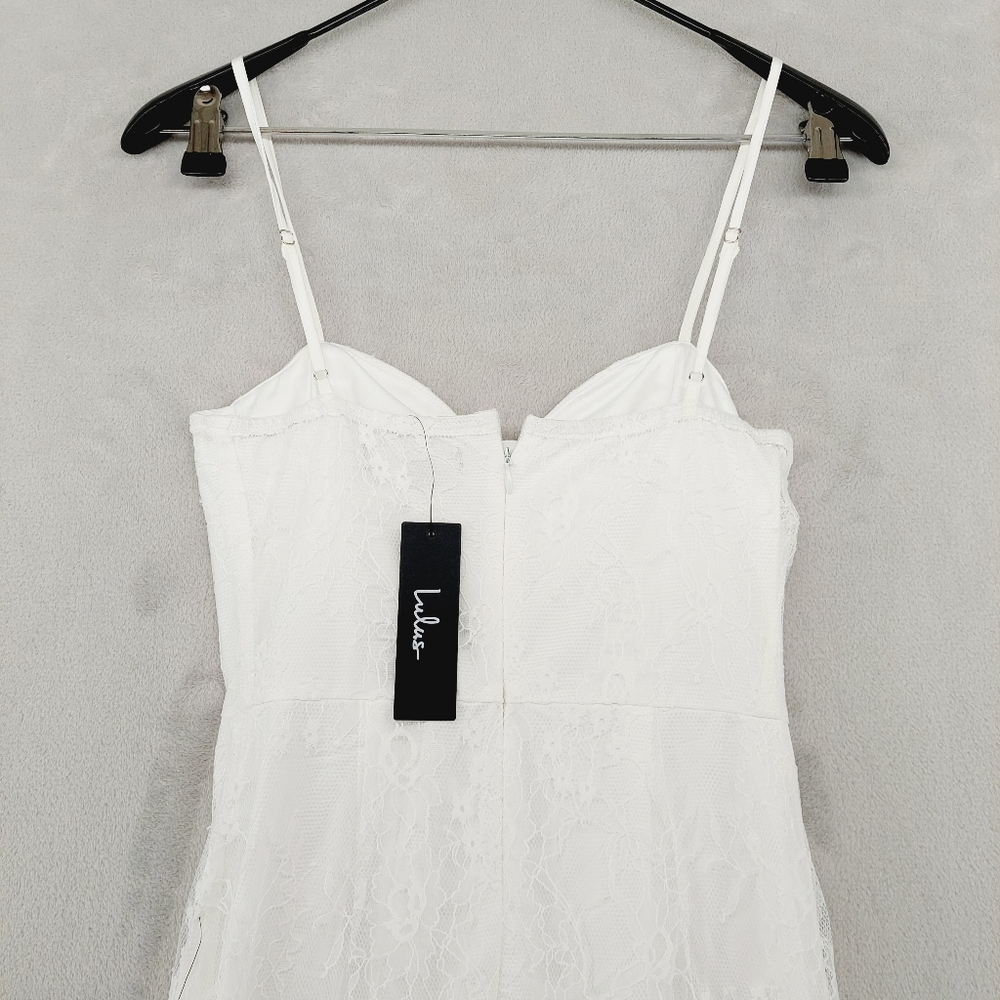 New Lulus Elaborate Love White Lace Bustier Tiered High-Low Maxi Dress P1967 - Picture 6 of 9